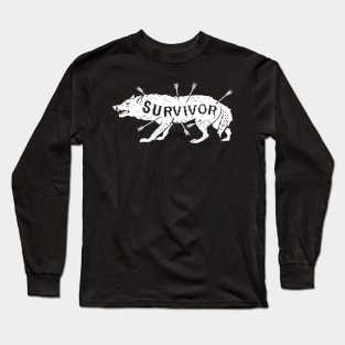 Vintage Wolf Shirt - Survivor - Hipster Rustic Distressed Long Sleeve T-Shirt